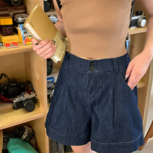 Susan – Shorts en Denim Taille Haute Évasés