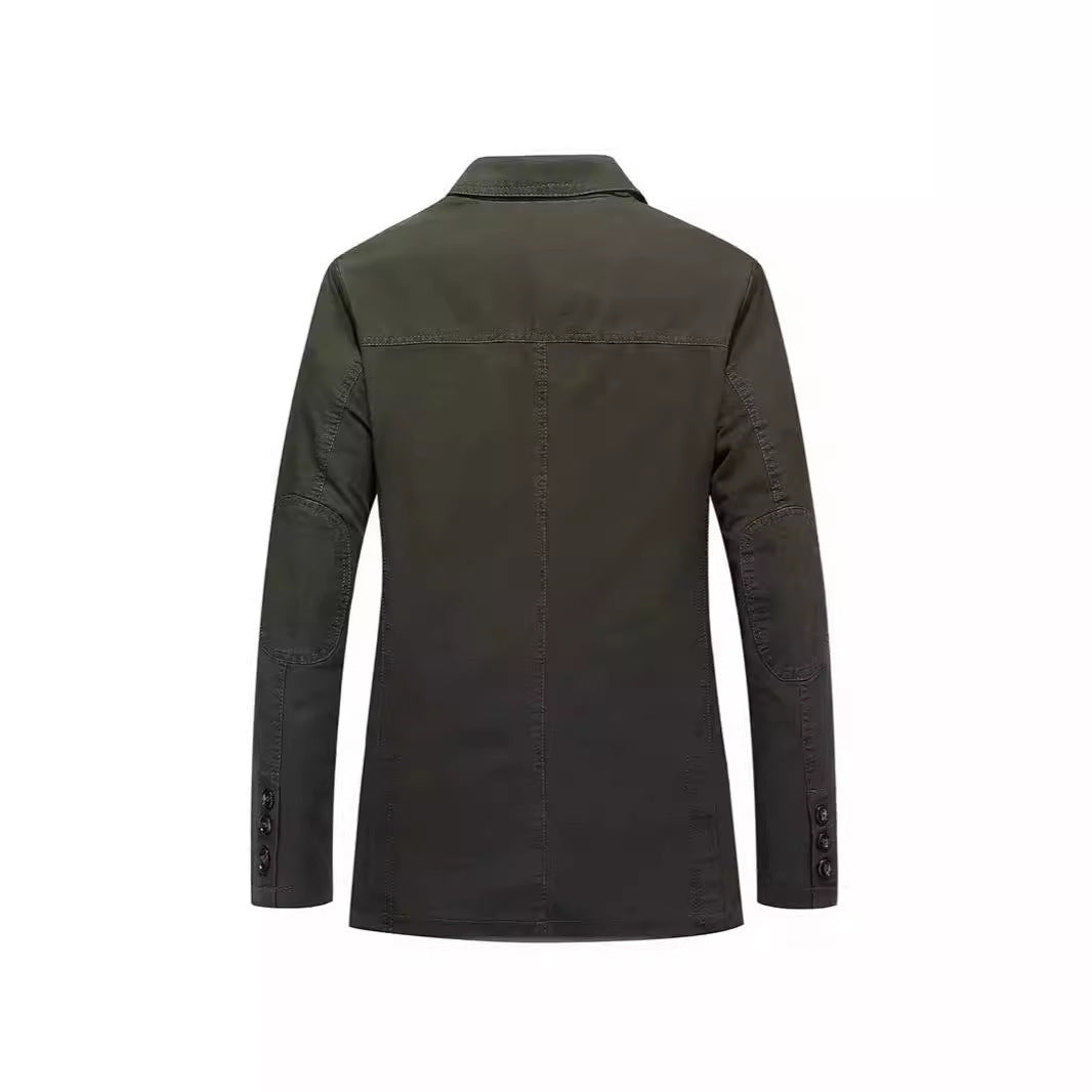 Julian – Veste décontractée à boutons simple en coton pur grande taille