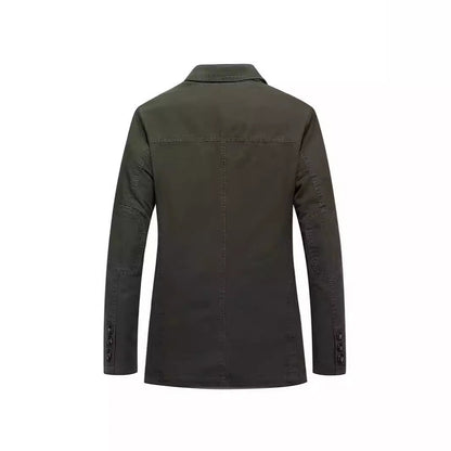 Julian – Veste décontractée à boutons simple en coton pur grande taille