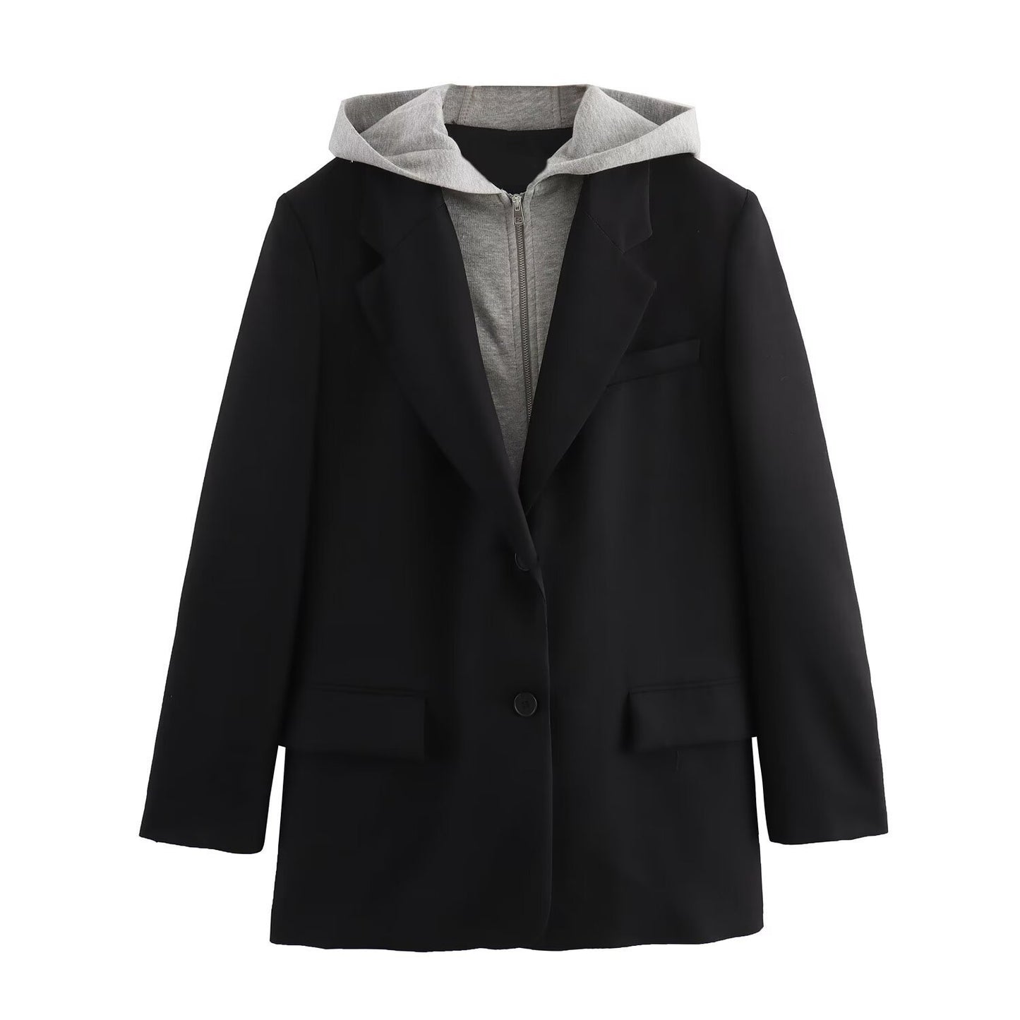 Samantha – Veste de costume ample pour femmes avec capuche en patchwork
