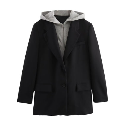 Samantha – Veste de costume ample pour femmes avec capuche en patchwork