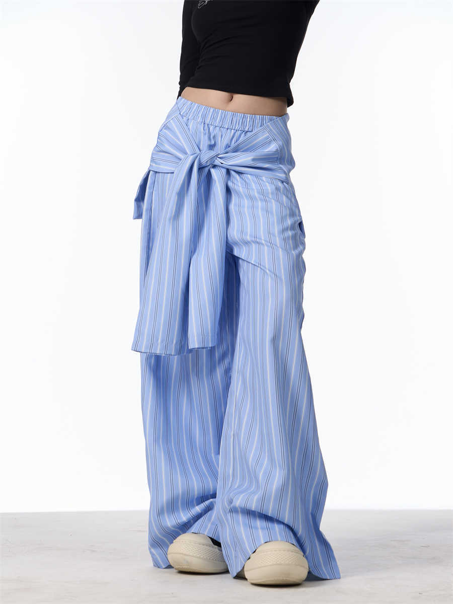 Clara – Pantalon Ample à Rayures Contrastées