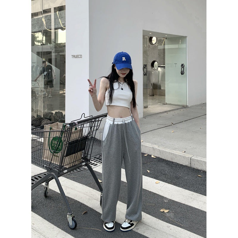 Julia – Pantalon Décontracté à Taille Élastique et Taille Haute Contrastée