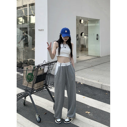 Julia – Pantalon Décontracté à Taille Élastique et Taille Haute Contrastée