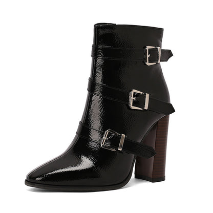 Lauren – Bottines à Boucle et Talons Épais