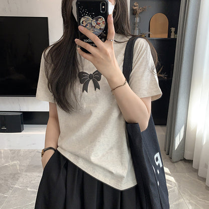 Sarah – T-shirt Épaule Nœud Doux Printanier