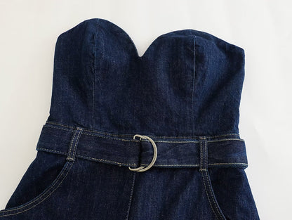Michelle – Combinaison en Denim avec Ceinture
