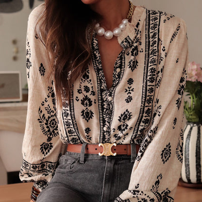 Phoebe – Chemise Socialite en Coton et Lin à Manches Longues