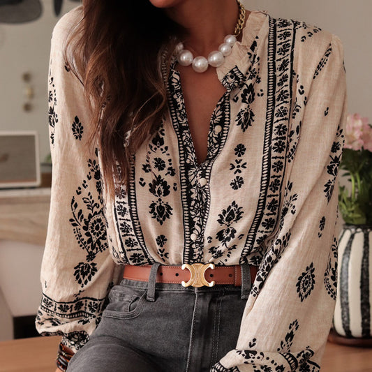 Phoebe – Chemise Socialite en Coton et Lin à Manches Longues