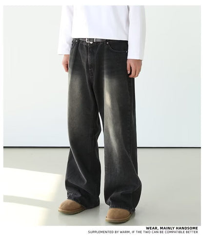 Russell – Jeans Droits Rétro Lavés Style Américain