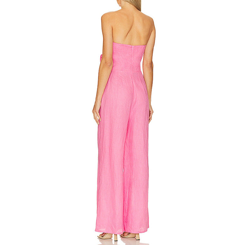 Louise – Combinaison à Fleurs à Taille Haute et Jambes Larges
