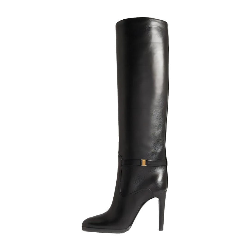 Nicole – Bottes Hautes à Talon Aiguille et Bout Rond