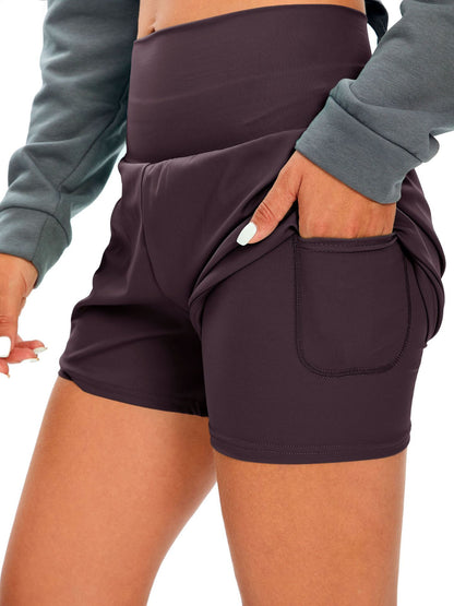 Judith – Short de Yoga Anti-exposition Taille Haute avec Poche