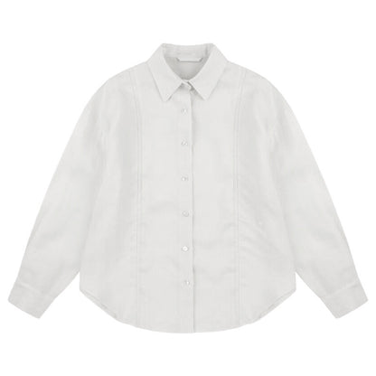 Lauren – Chemisier long brodé creux en lin