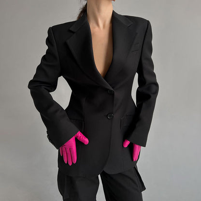 Joanne – Veste de costume ajustée à col en V