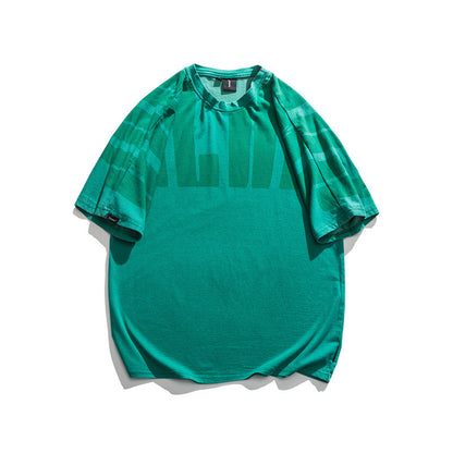 Rhys – T-shirt rétro japonais à manches courtes lavées pour hommes
