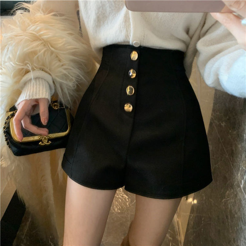 Natalie – Shorts Décontractés Taille Haute à Boutons