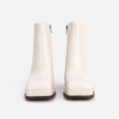 Joan – Bottines à Talon Épais en Cuir Vegan Imperméables