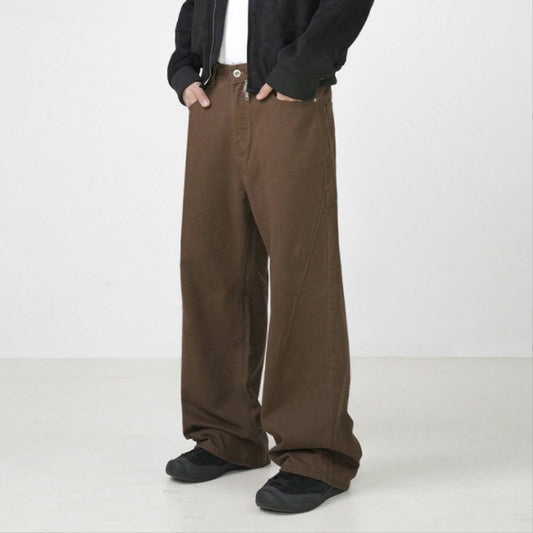 Nathaniel – Pantalon Droit Rétro Coton Marron