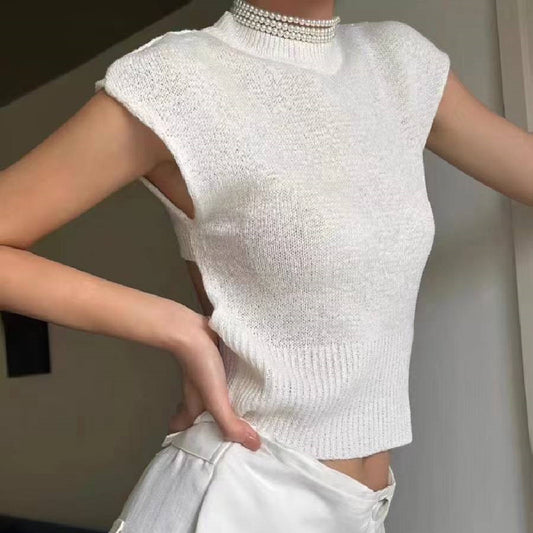 Linda – Pull à Col Rond Ajourné avec Design Estival