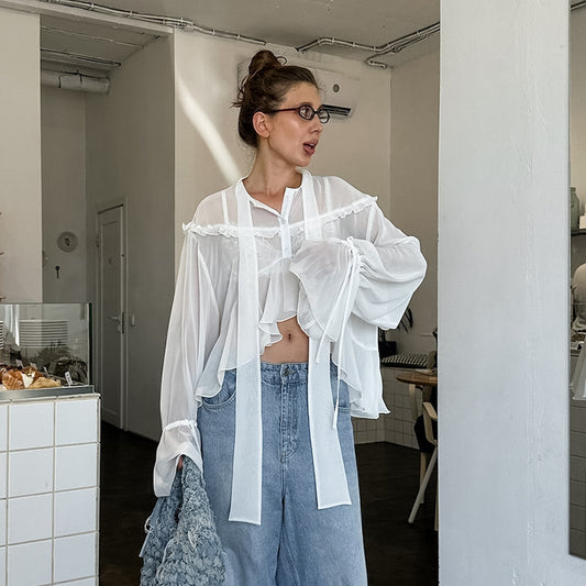 Abigail – Chemise Cardigan à Épaules Tombantes