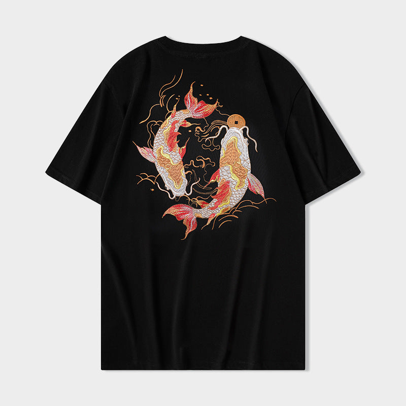 Nathan – T-shirt à col rond et manches courtes avec motif Koi