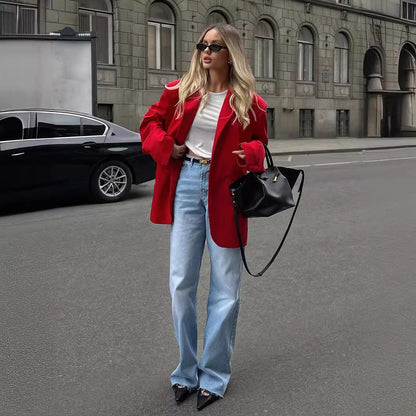Sophie – Veste à col loose avec épaulettes et poches