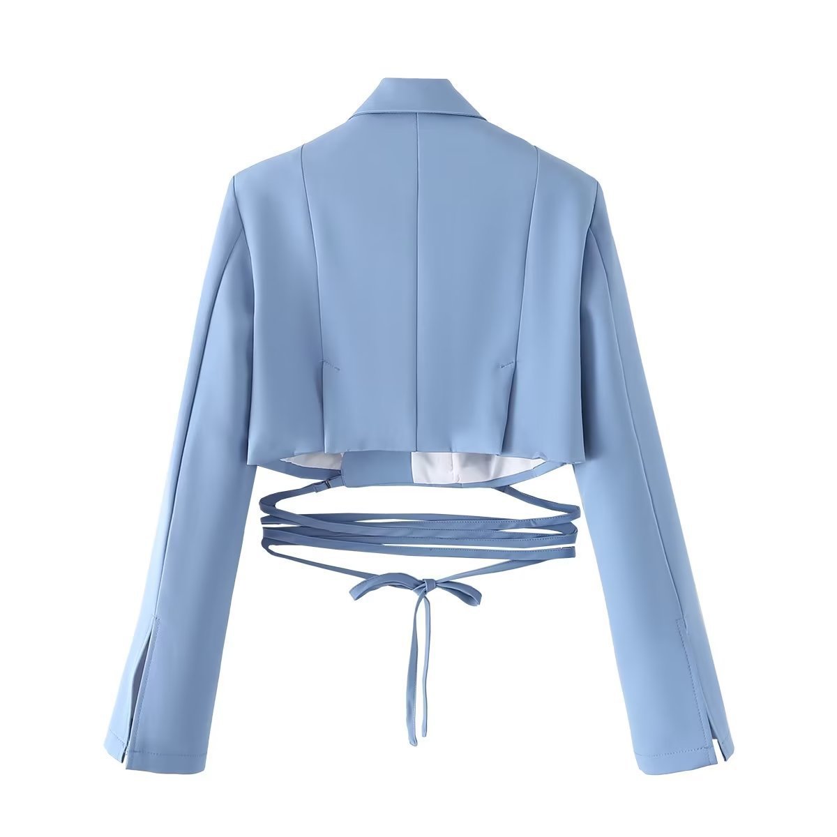 Emily – Veste à lacets à taille à cordon de couleur unie à manches longues