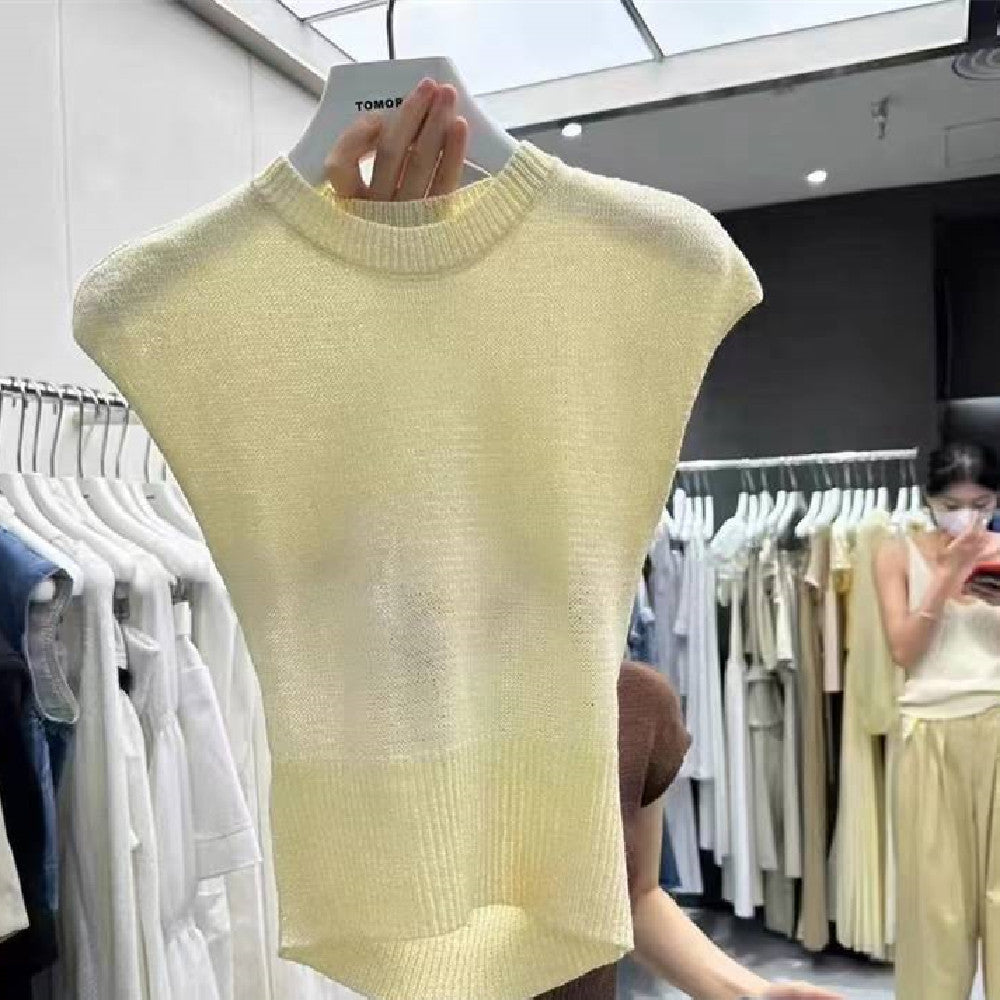 Linda – Pull à Col Rond Ajourné avec Design Estival