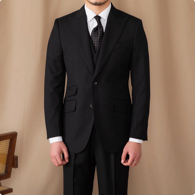 Noel – Costume trois pièces en laine de couleur unie