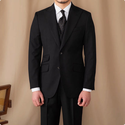 Noel – Costume trois pièces en laine de couleur unie