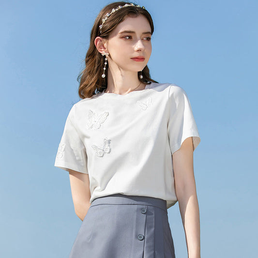 Grace – T-shirt à Manches Courtes pour Femmes en Blanc