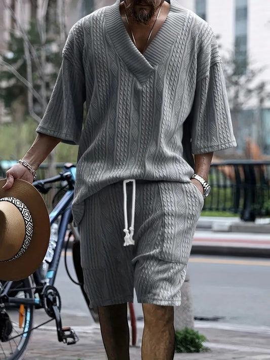 Martin – Ensemble Jacquard à Manches Courtes et Short à Cordons pour Hommes
