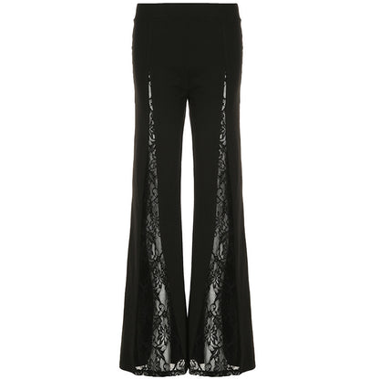 Anna – Pantalon Évasé à Taille Basse avec Dentelle