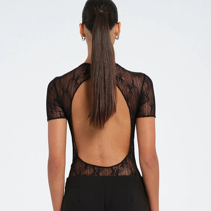 Deborah – Combinaison en Dentelle Transparente Plissée