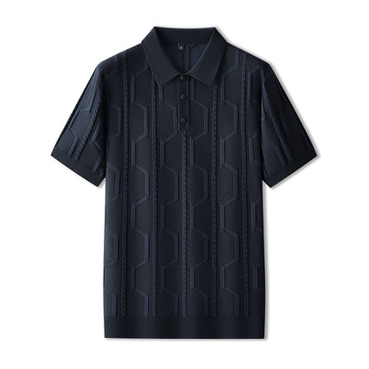 Fred – Pull à Manches Courtes Jacquard Grande Taille