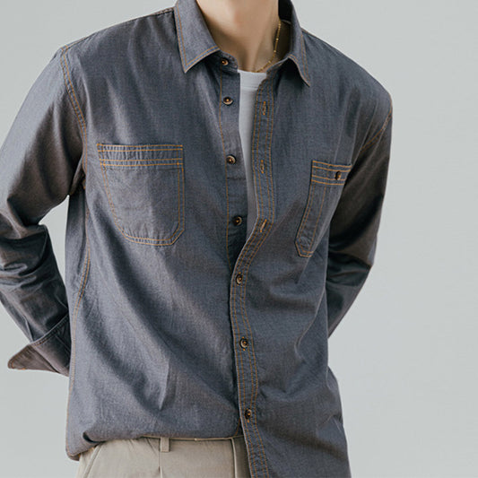 Perry – Chemise en Denim Rétro Américain Coton
