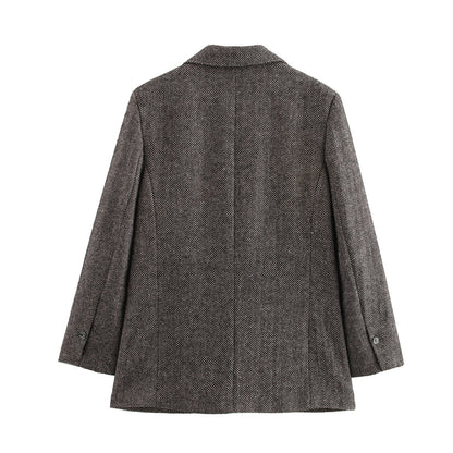 Allan – Veste de costume minimaliste à motif chevron pour l'automne et l'hiver