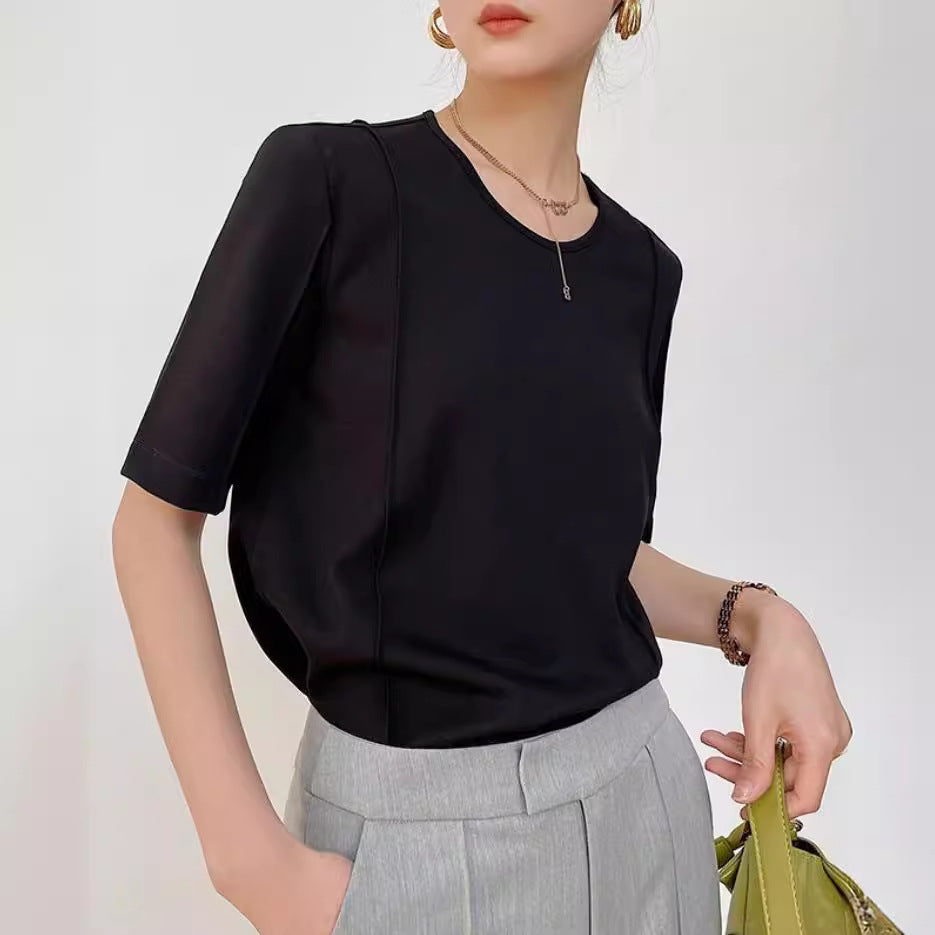 Charlie – T-shirt col rond manches courtes uni
