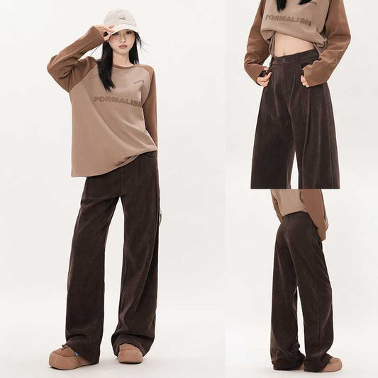Anne – Pantalon Large en Velours Côtelé
