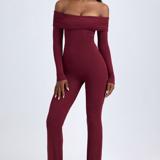 Margaret – Combinaison à Manches Longues avec Mise en Forme de la Taille et Pantalon Droit