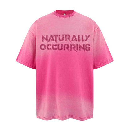 Ian – T-shirt à Manches Courtes Dégradé Imprimé Lettre Usé Rétro Américain pour Hommes