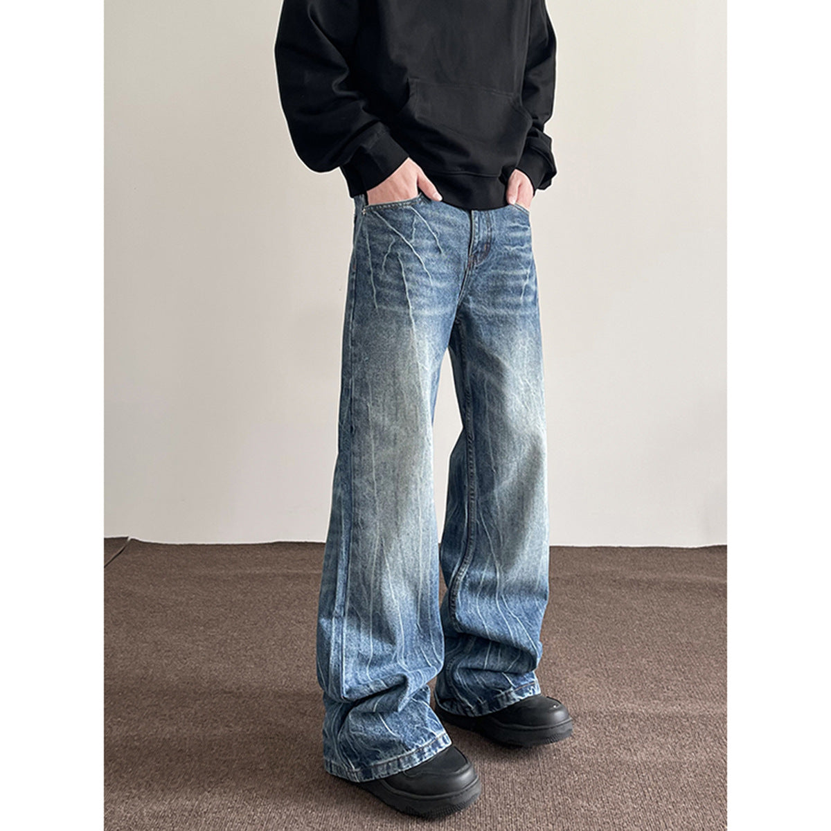 Jake – Jeans Droits Bleus Éclair Rétro Américain