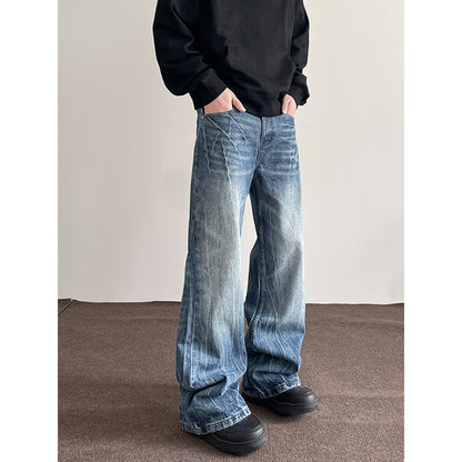 Jake – Jeans Droits Bleus Éclair Rétro Américain
