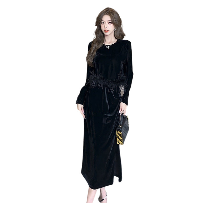 Melissa – Costume Velours Doré Féminin