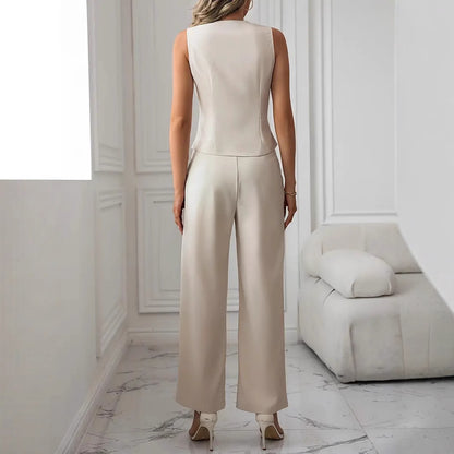 Sue – Ensemble de Pantalon et Gilet Décontracté pour Femme