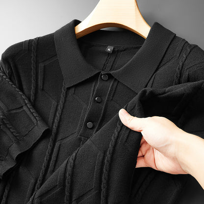 Fred – Pull à Manches Courtes Jacquard Grande Taille