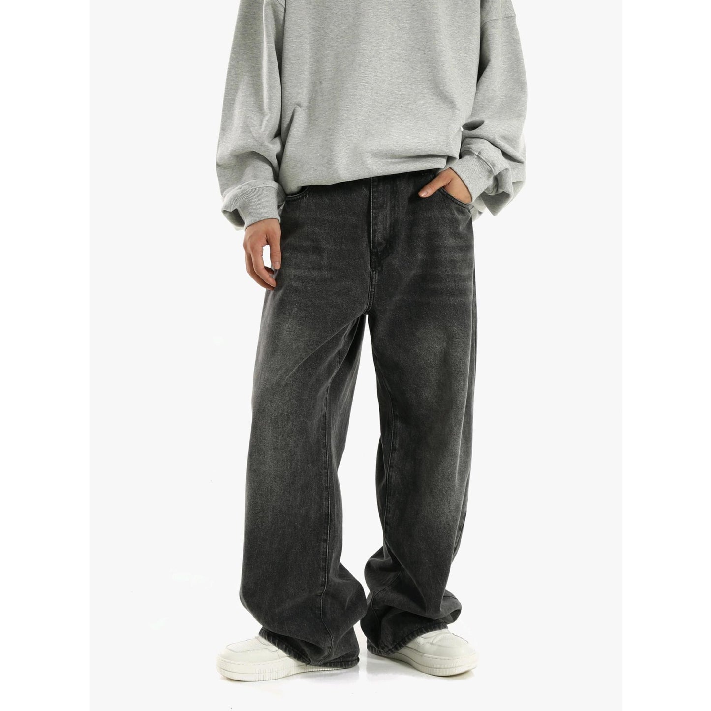 Robin – Jeans Élastiques Gris Fumé Vintage