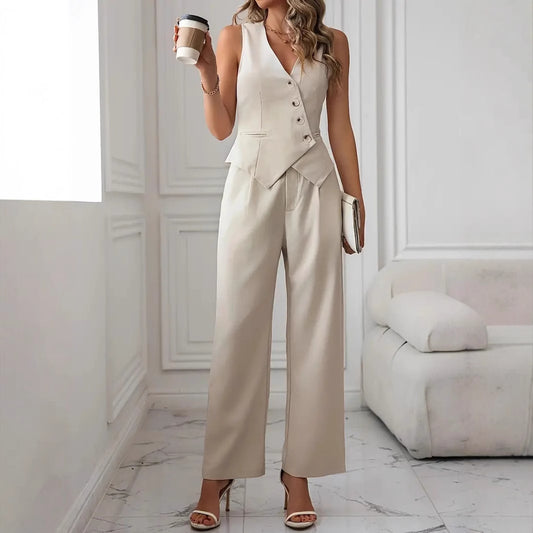 Sue – Ensemble de Pantalon et Gilet Décontracté pour Femme