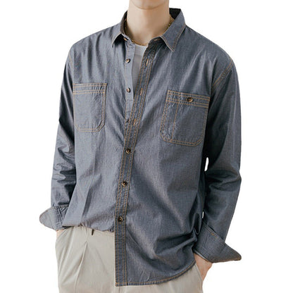 Perry – Chemise en Denim Rétro Américain Coton